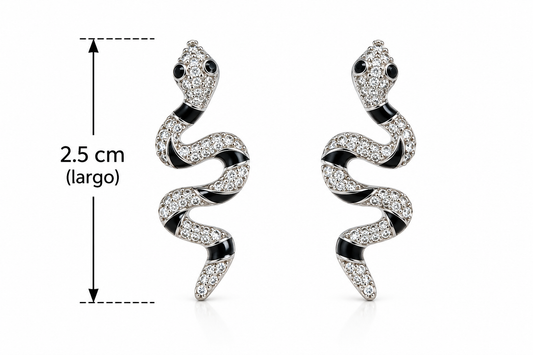 E2627 Aretes serpiente cristales aleacion