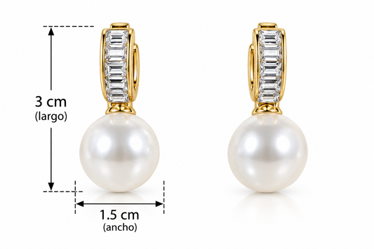 E7425 Aretes brillante con perla blanca aleacion