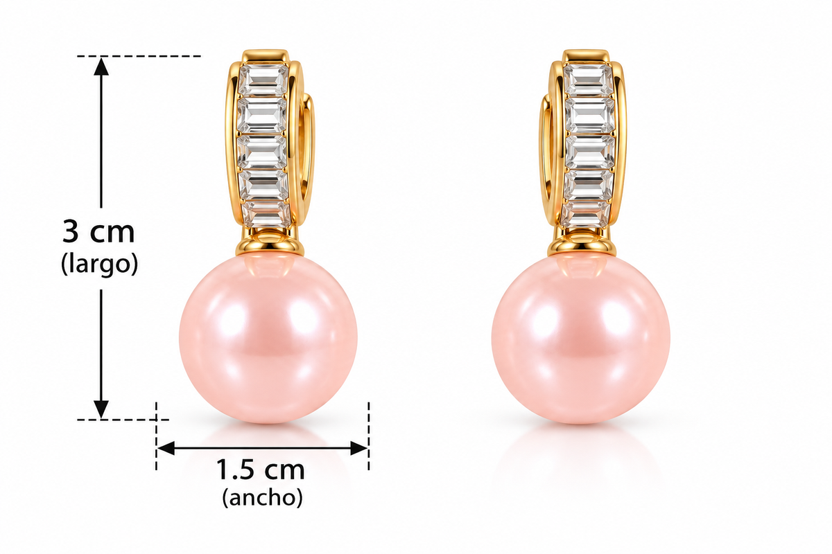 E7425 Aretes brillante y perla salmon aleacion
