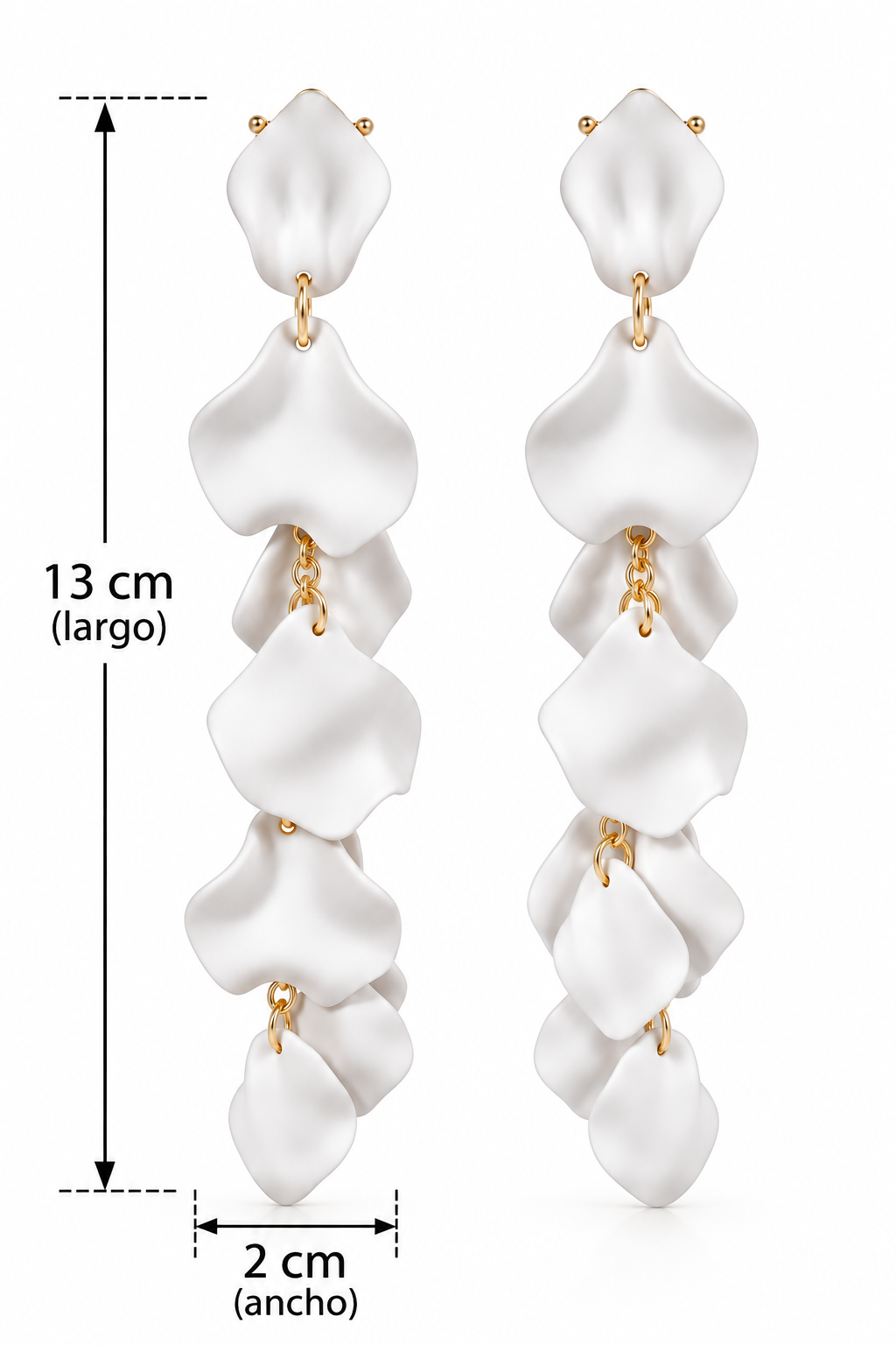 E7119 Aretes petalos colgantes maxi acrilico elegantes textura suave de fiesta