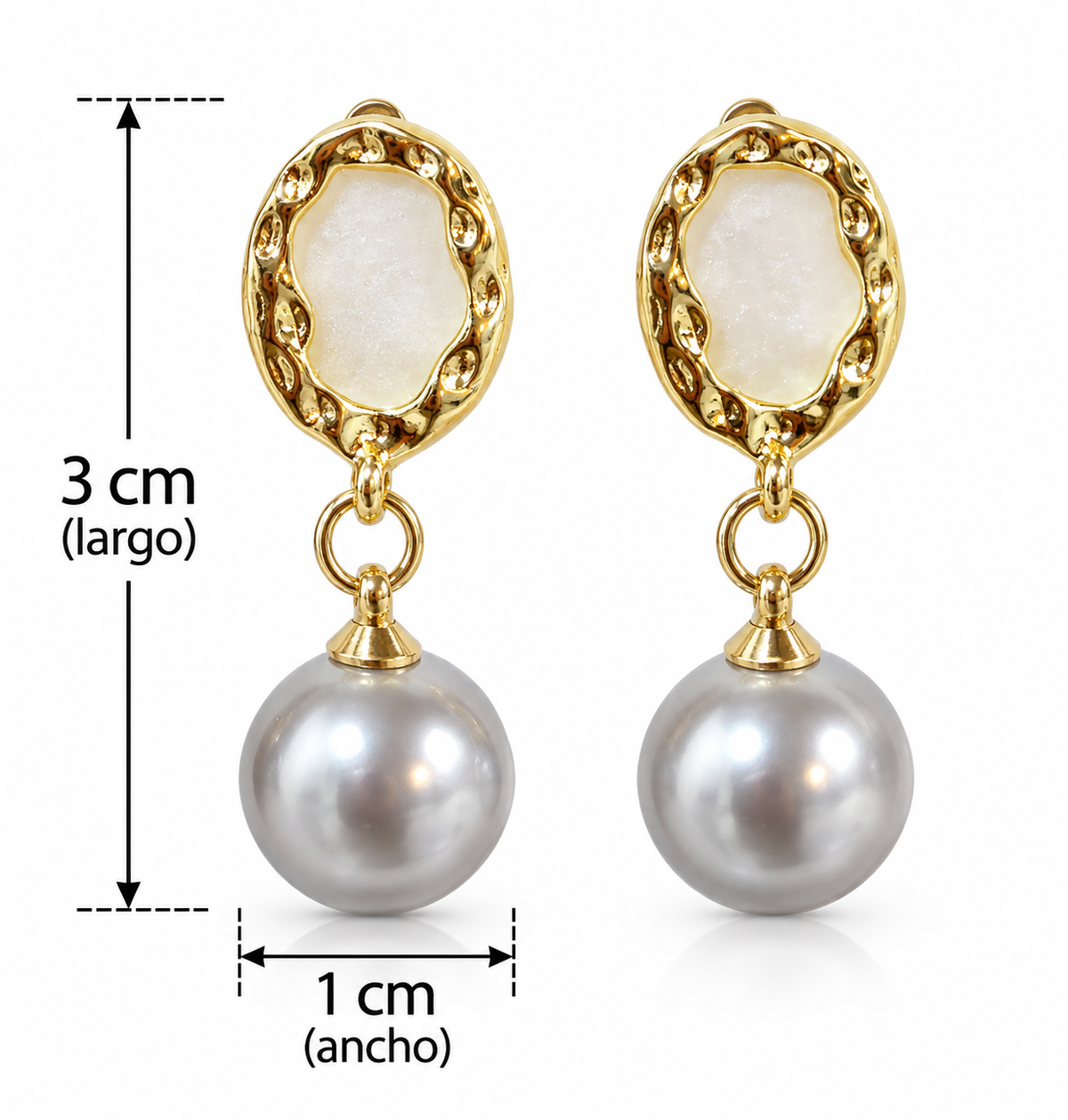 E7428 Aretes perla gris elegante aleacion