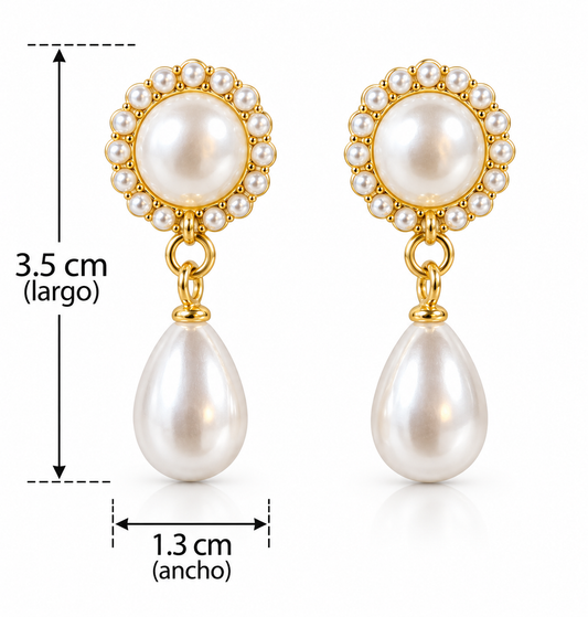 E7429 Aretes perlas imitacion aleacion