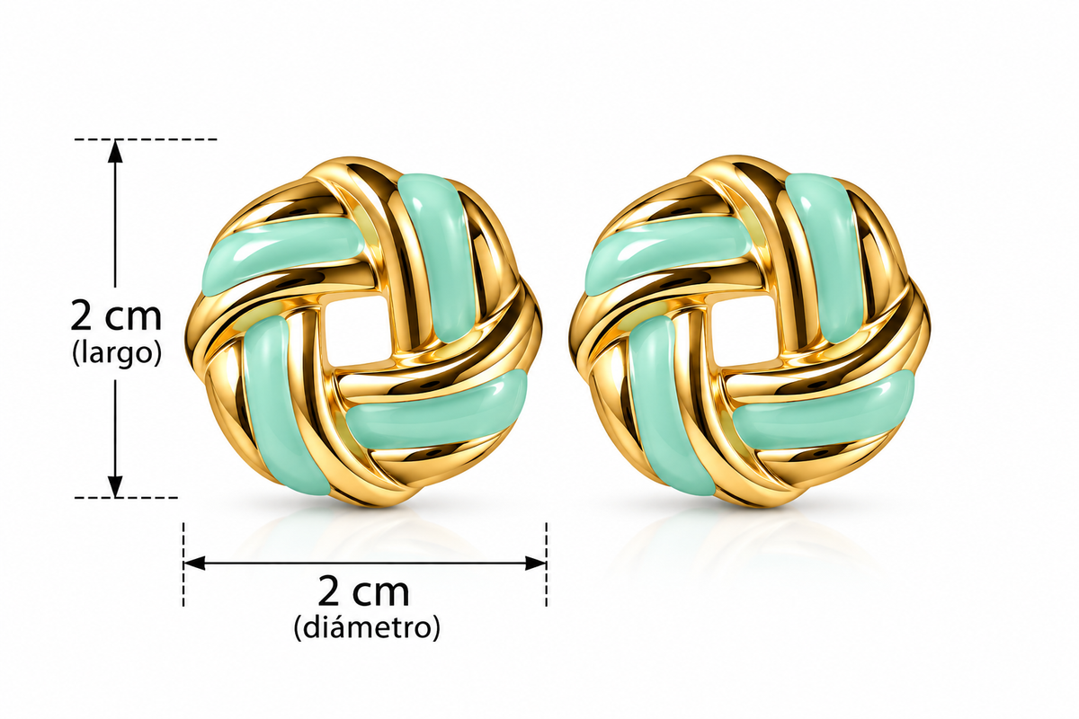 E007 Aretes nudo turquesa acero inoxidable 304