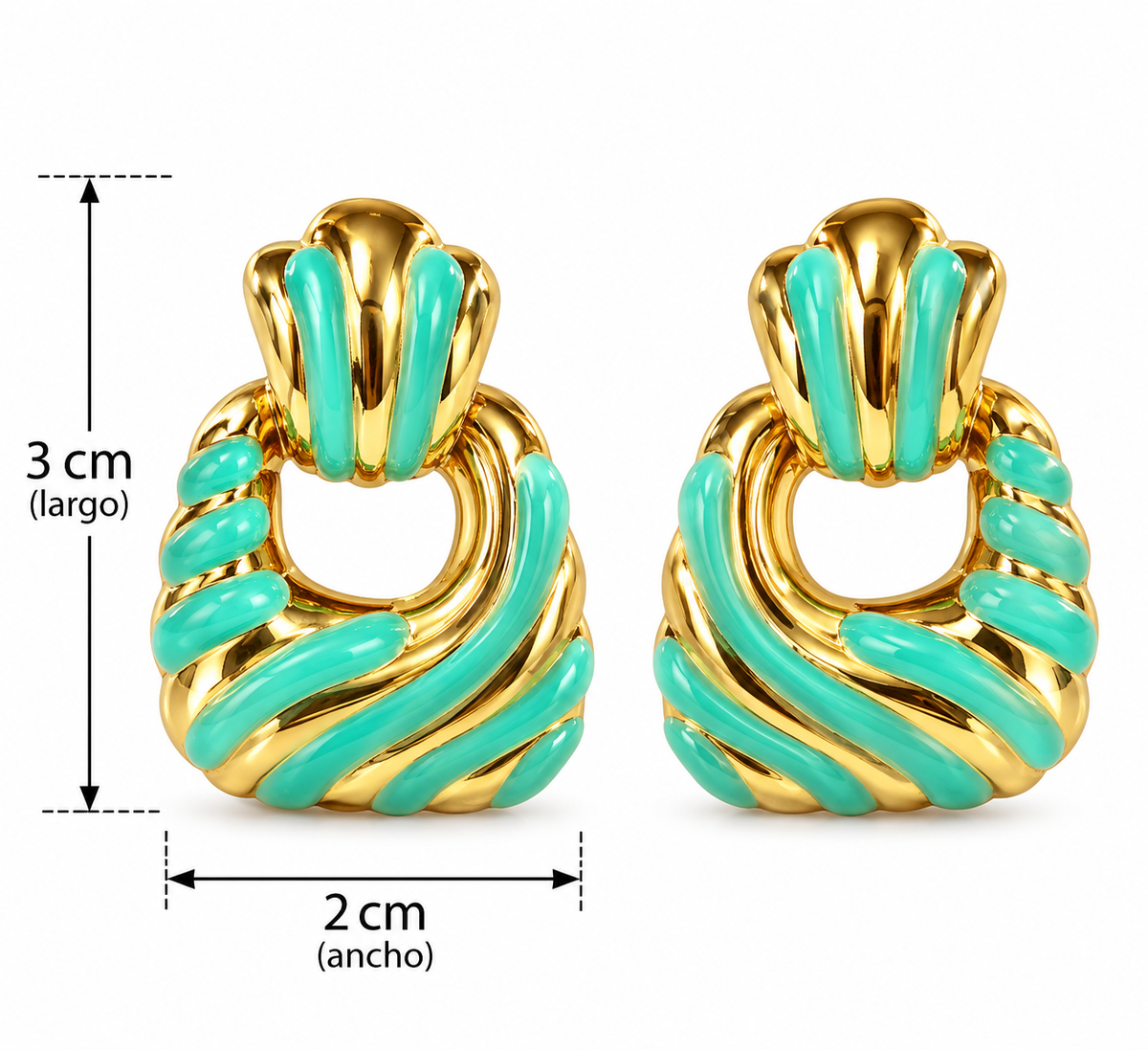 E010 Aretes detalles turquesa acero inoxidable 304