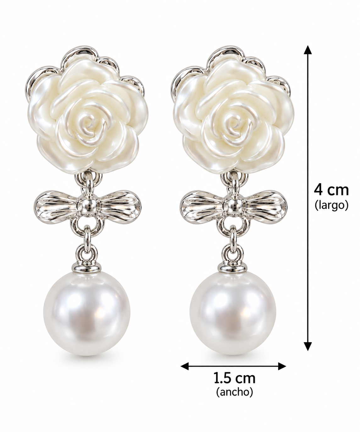 E7442 Aretes rosa perla de aleacion