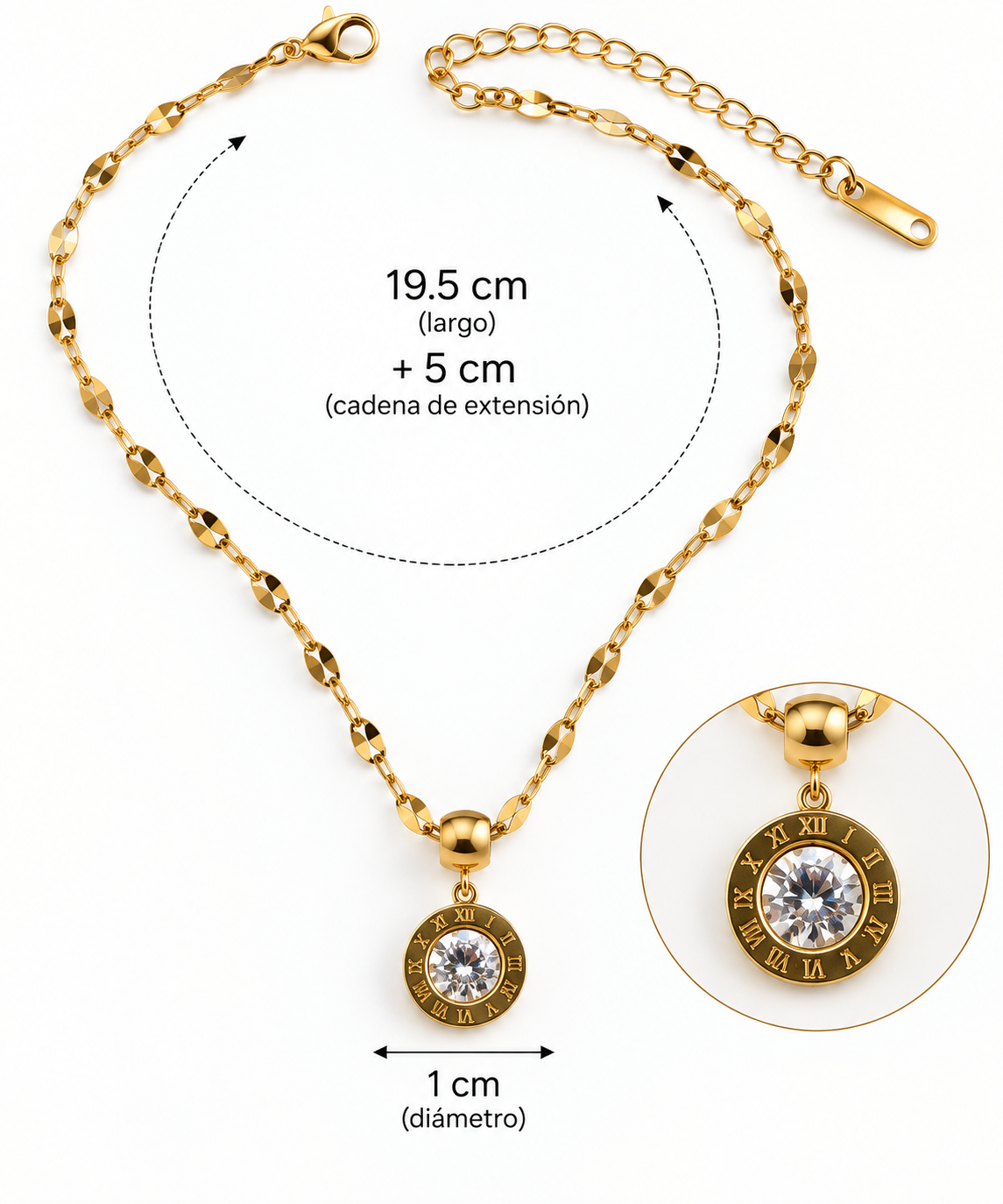 C010 Collar circulo romano de acero inoxidable 304