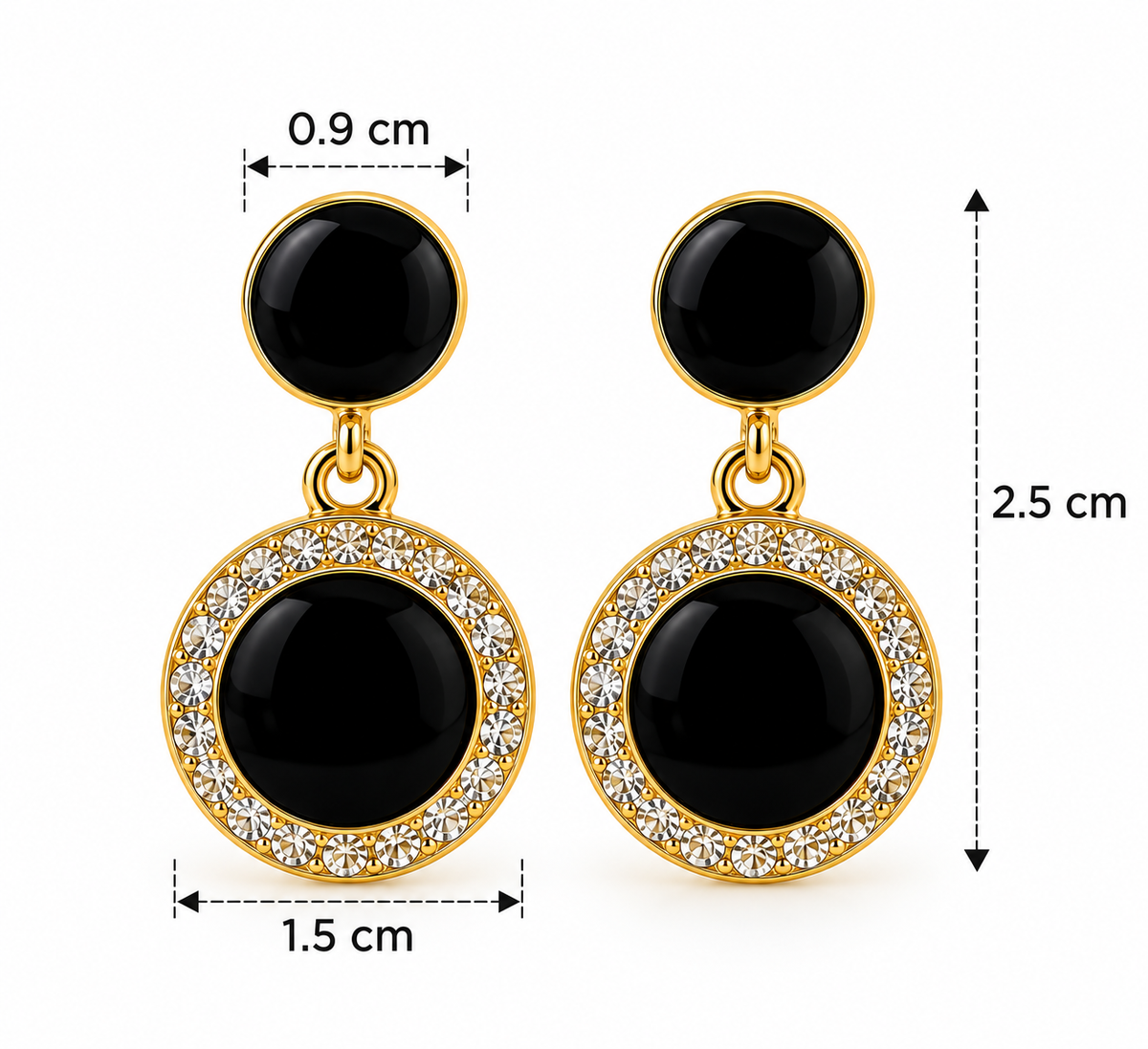 E7443 Aretes círculos negros con circonias de aleacion
