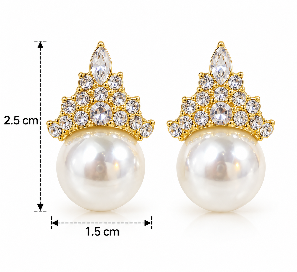 E7446 Aretes corona perla de aleacion