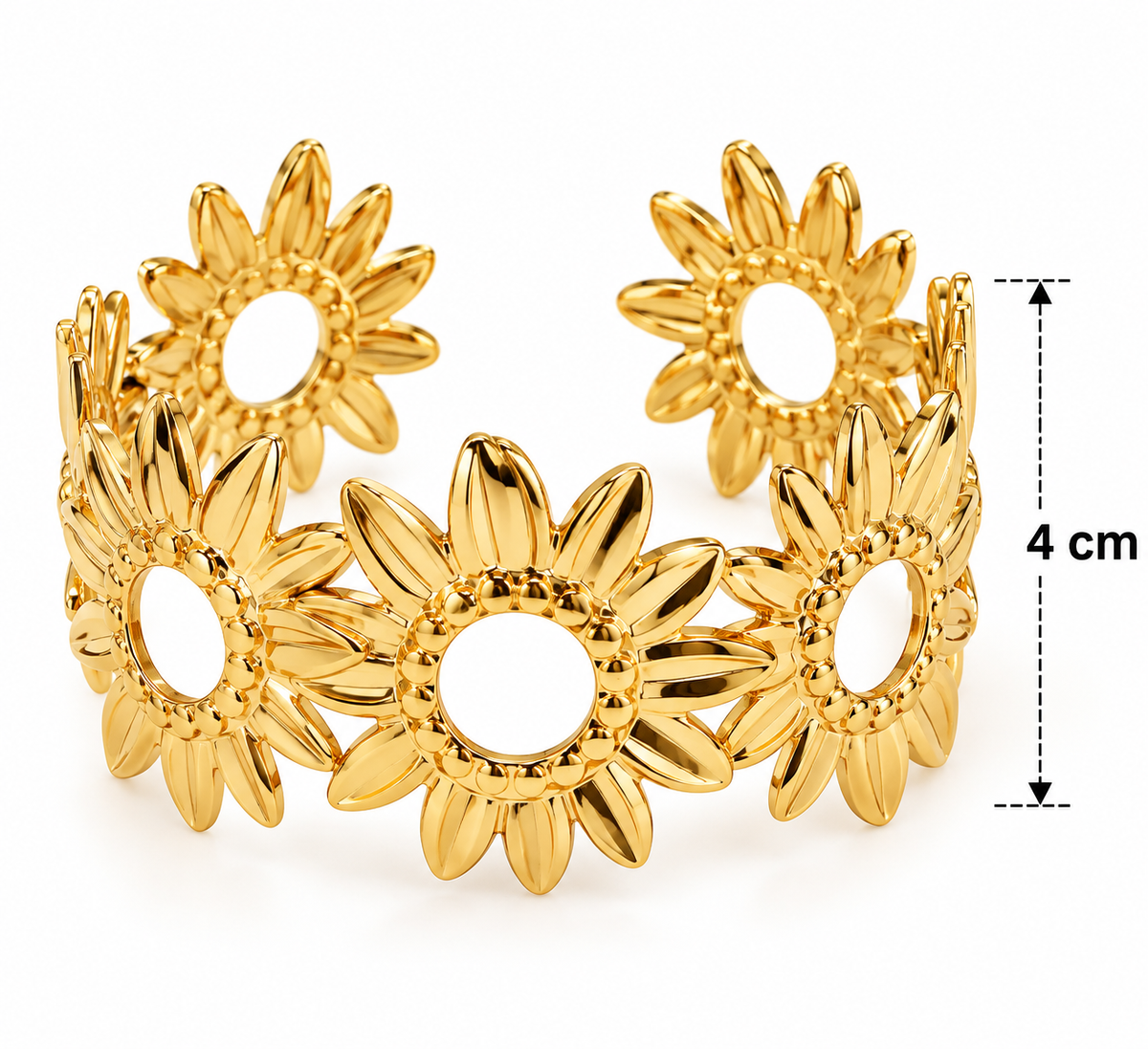 B975 Brazalete girasol abierto de acero inoxidable 304