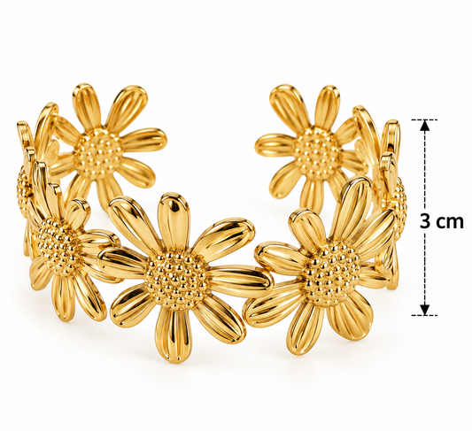 B976 Brazalete margaritas de acero inoxidable 304