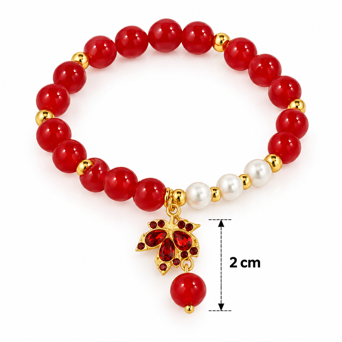 B980 Pulsera hoja elastica roja de aleacion