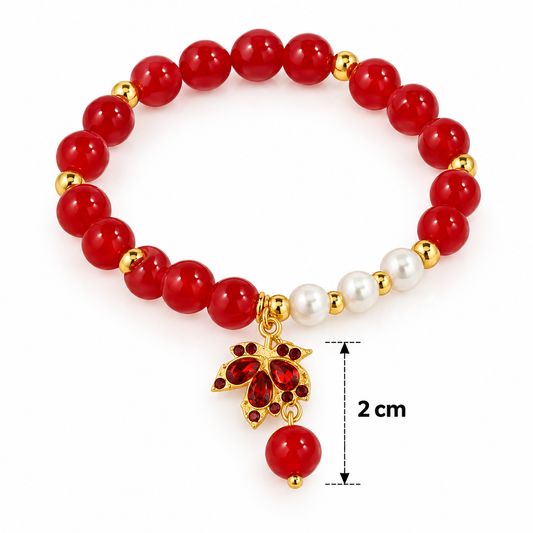 B980 Pulsera hoja elastica roja de aleacion