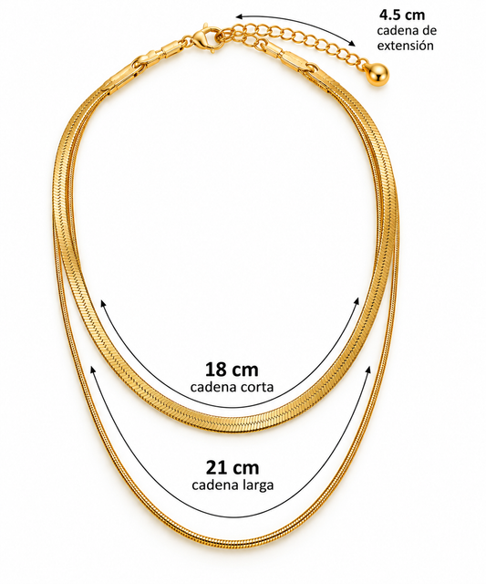 C019 Collar doble cadena de acero inoxidable