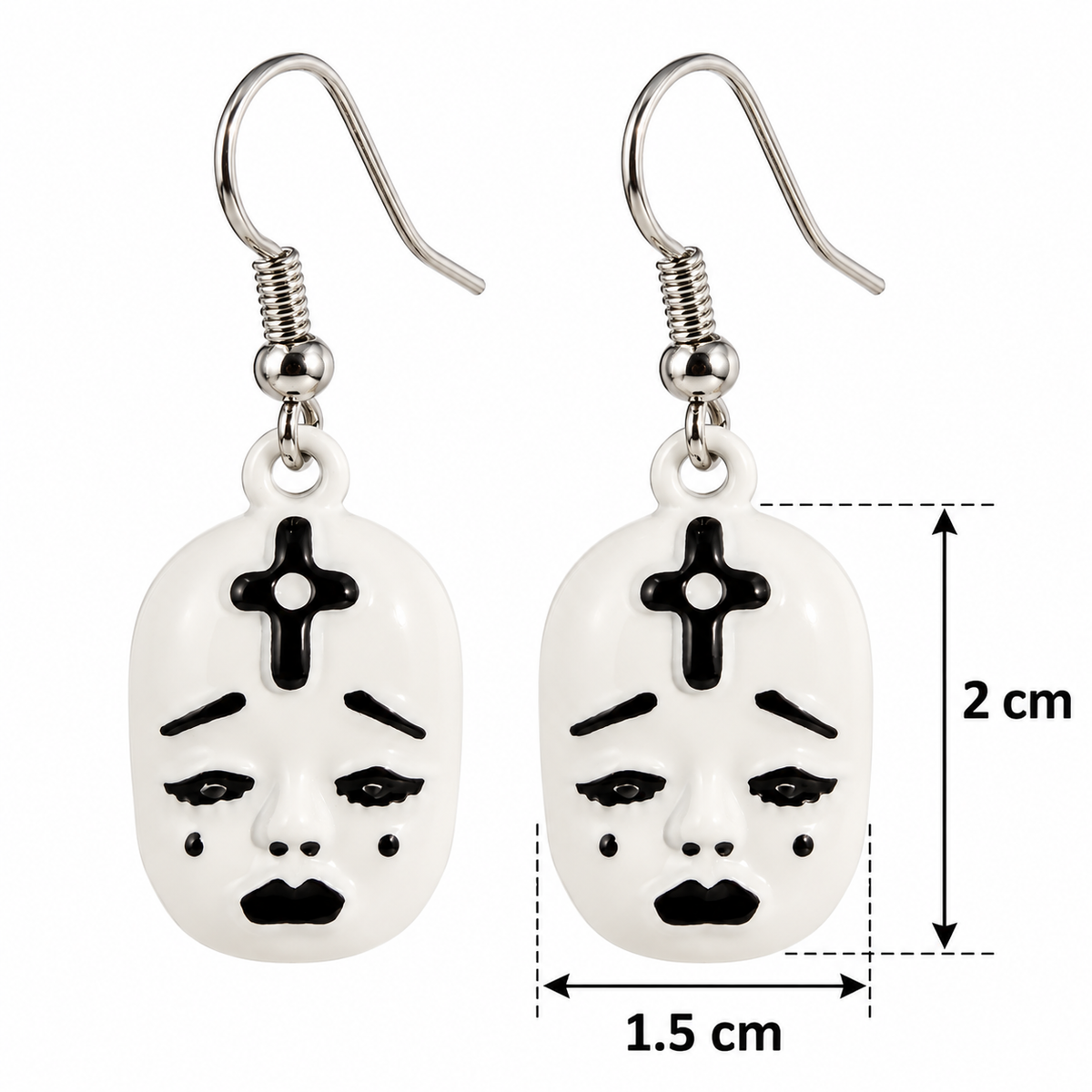 H148 Aretes cara mimo cruz de aleacion