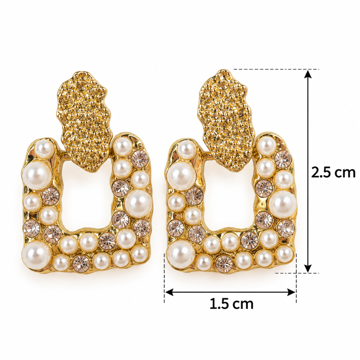 E7447 Aretes perla y diamantes imitacion aleacion