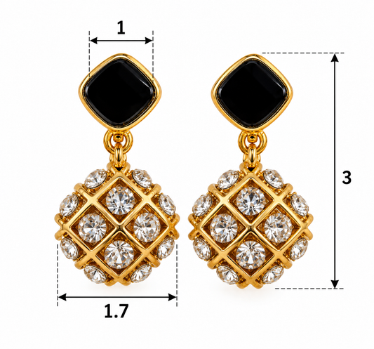 E7448 Aretes cristal negro y circonia aleacion