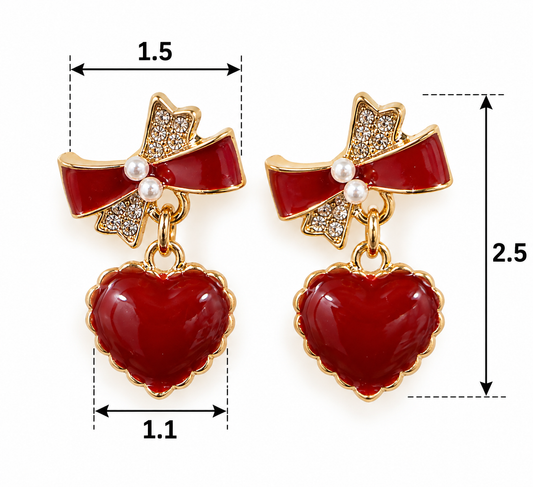 E7449 Aretes moño corazon aleacion