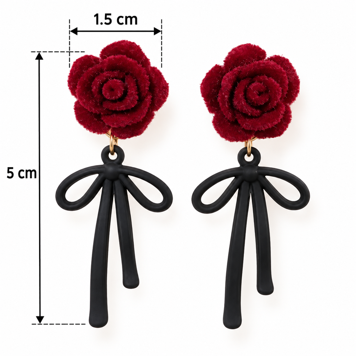 E7452 Aretes rosa moño aleacion