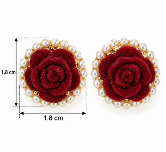 E7453 Aretes rosa perlas aleacion