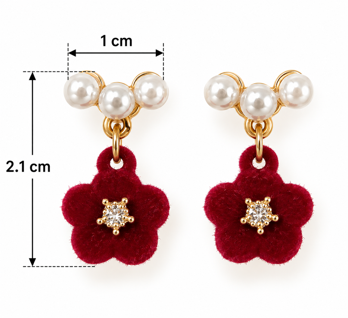 E7454 Aretes perlas y flor aleacion