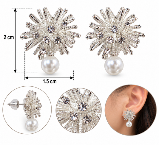 E7459 Aretes destello y perla aleacion