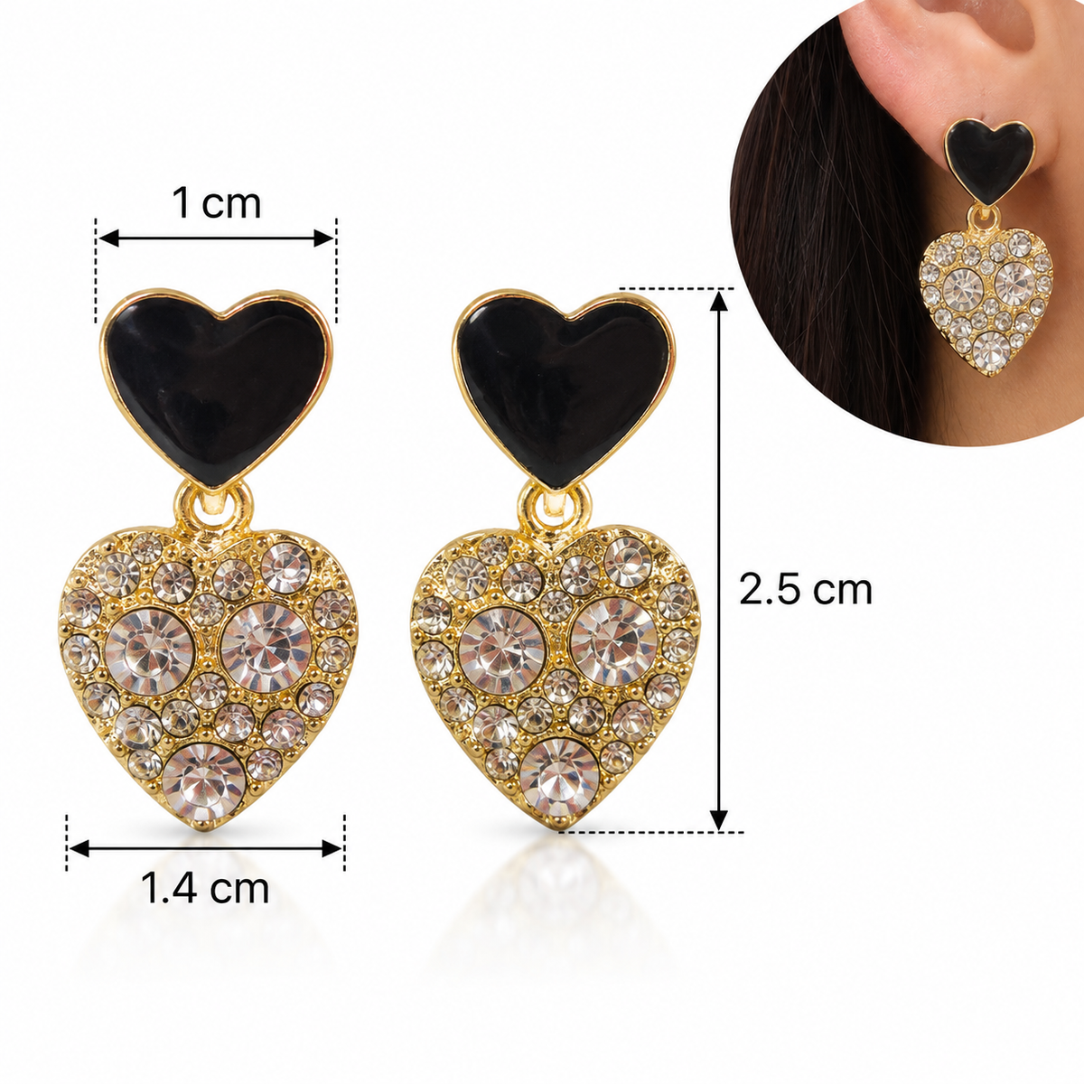 E7463 Aretes corazon y destellos aleacion