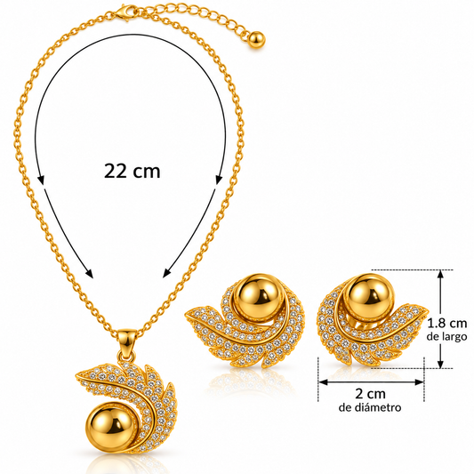 C031 Conjunto collar y aretes diseño irregular acero inoxidable