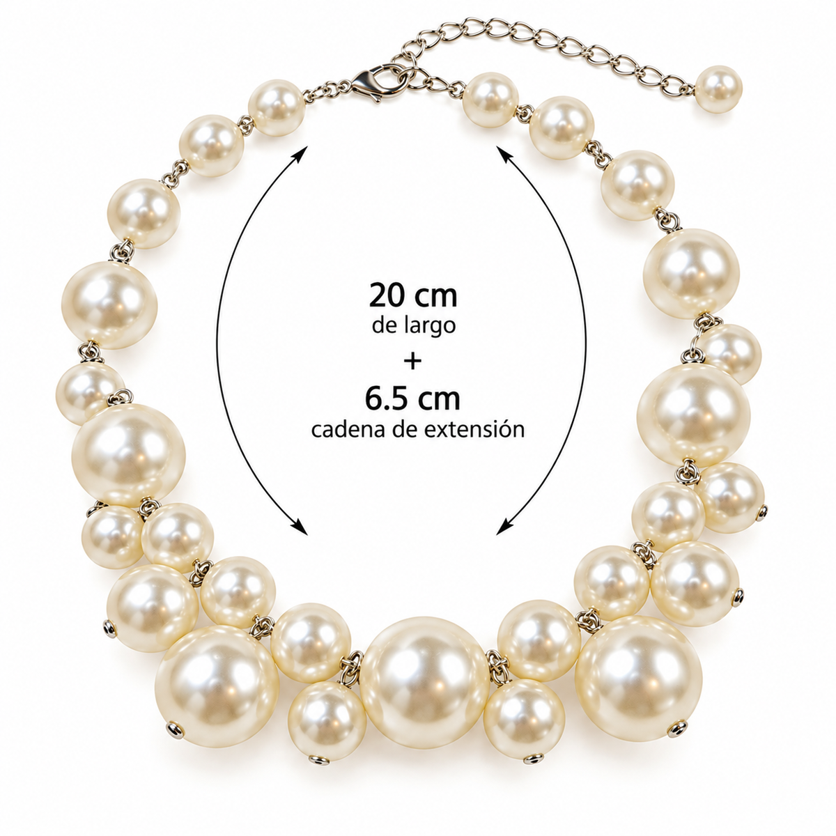C032 Collar chunky perlas sintetica aleacion