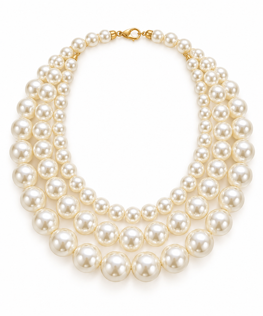 C042 Collar perlas sinteticas aleacion