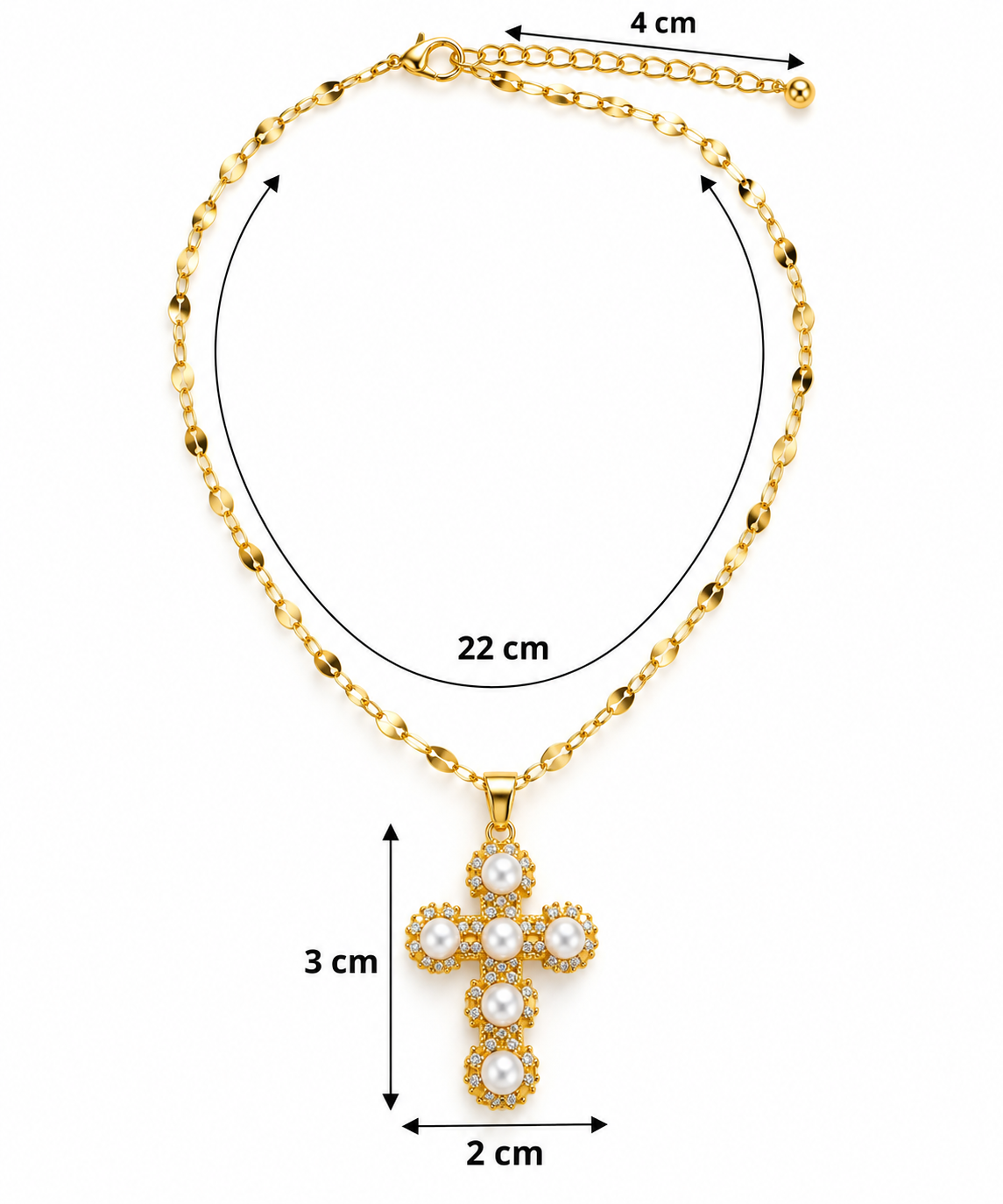 C045 Collar Cruz destello de cobre con chapado en oro 18k