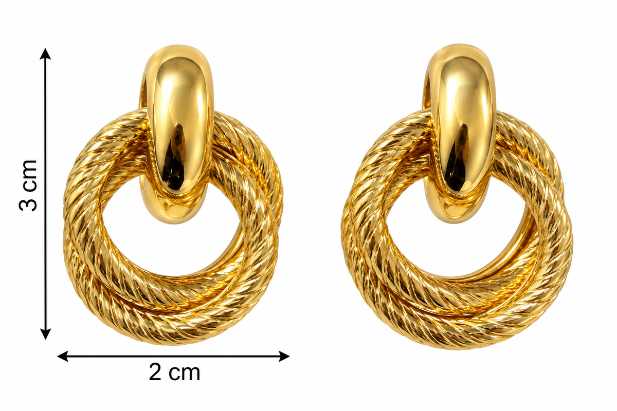 E013 Aretes irregulares de acero inoxidable 304 chapado en oro