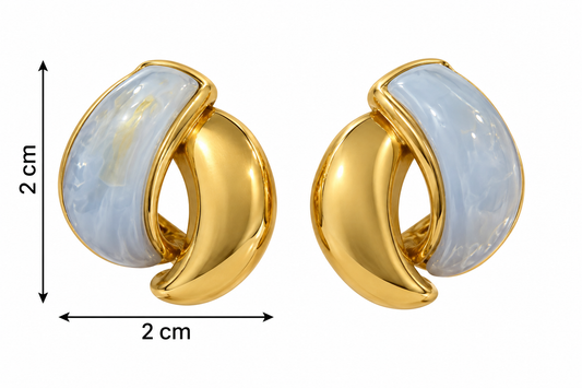 E015 Aretes irregulares azul acero inoxidable 304 chapado en oro