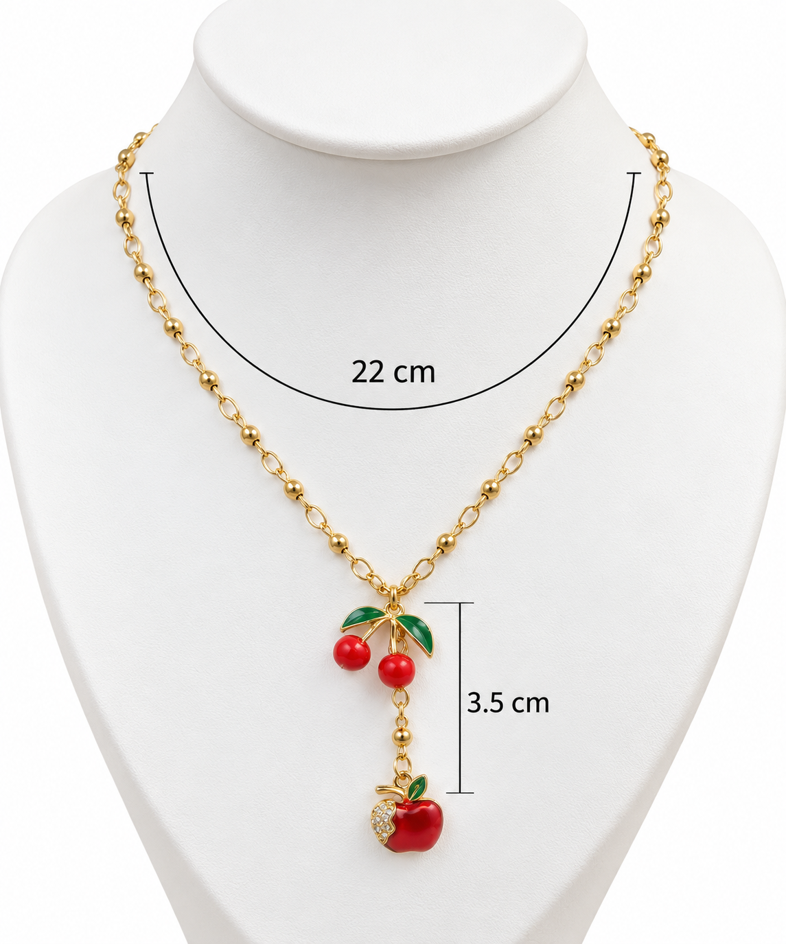 C047 Collar cereza y manzana de acero inoxidable 304