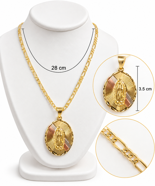 C053 Collar religioso cobre con baño de oro 14k
