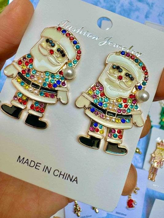 SANTA CLAUS navideño incrustación zirconia perlas metal