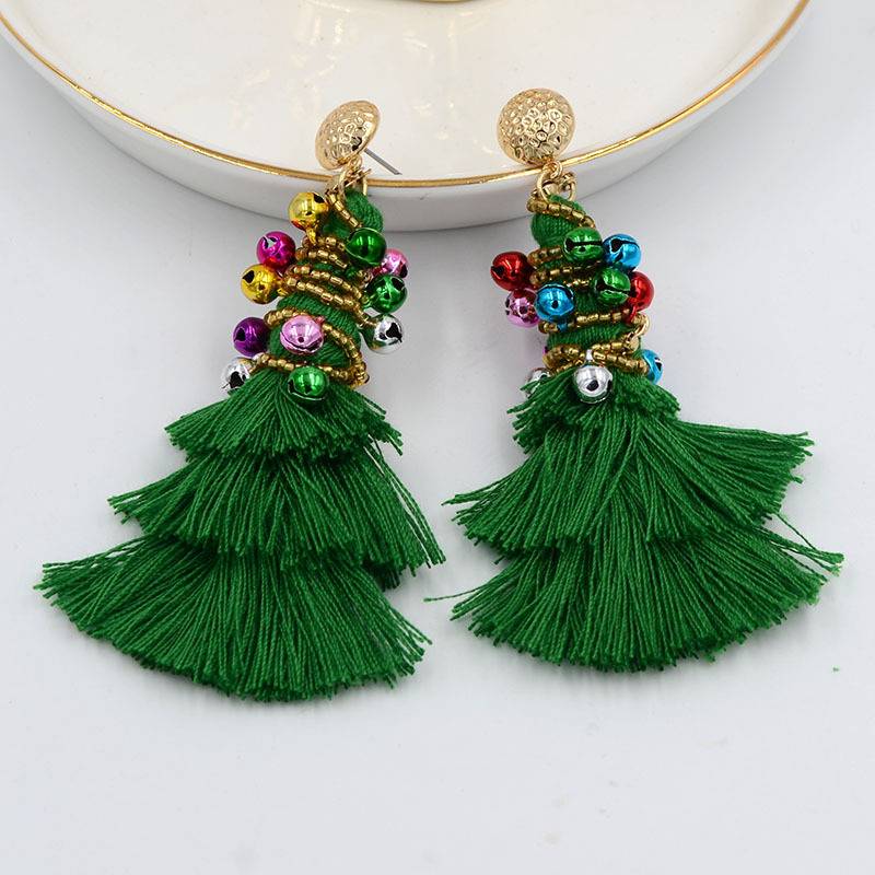 2225 Aretes árbol de Navidad hilos algodón grande ligeros