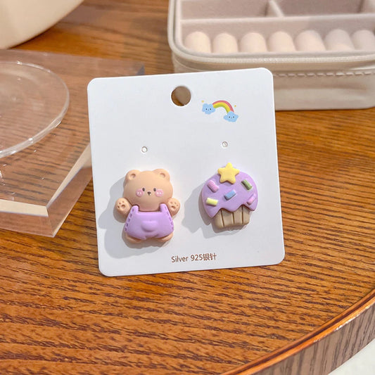 E1507 Aretes Oso Cupcake Resina