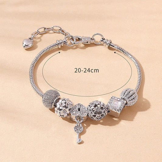 B108 Pulsera Candado Llave Corazón Cobre