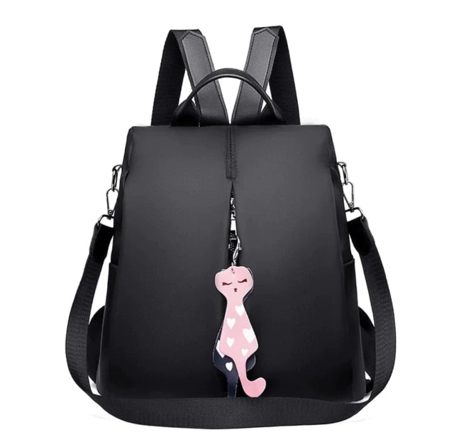 Cr40 Mochila Negra Gato Para Mujer Oxford