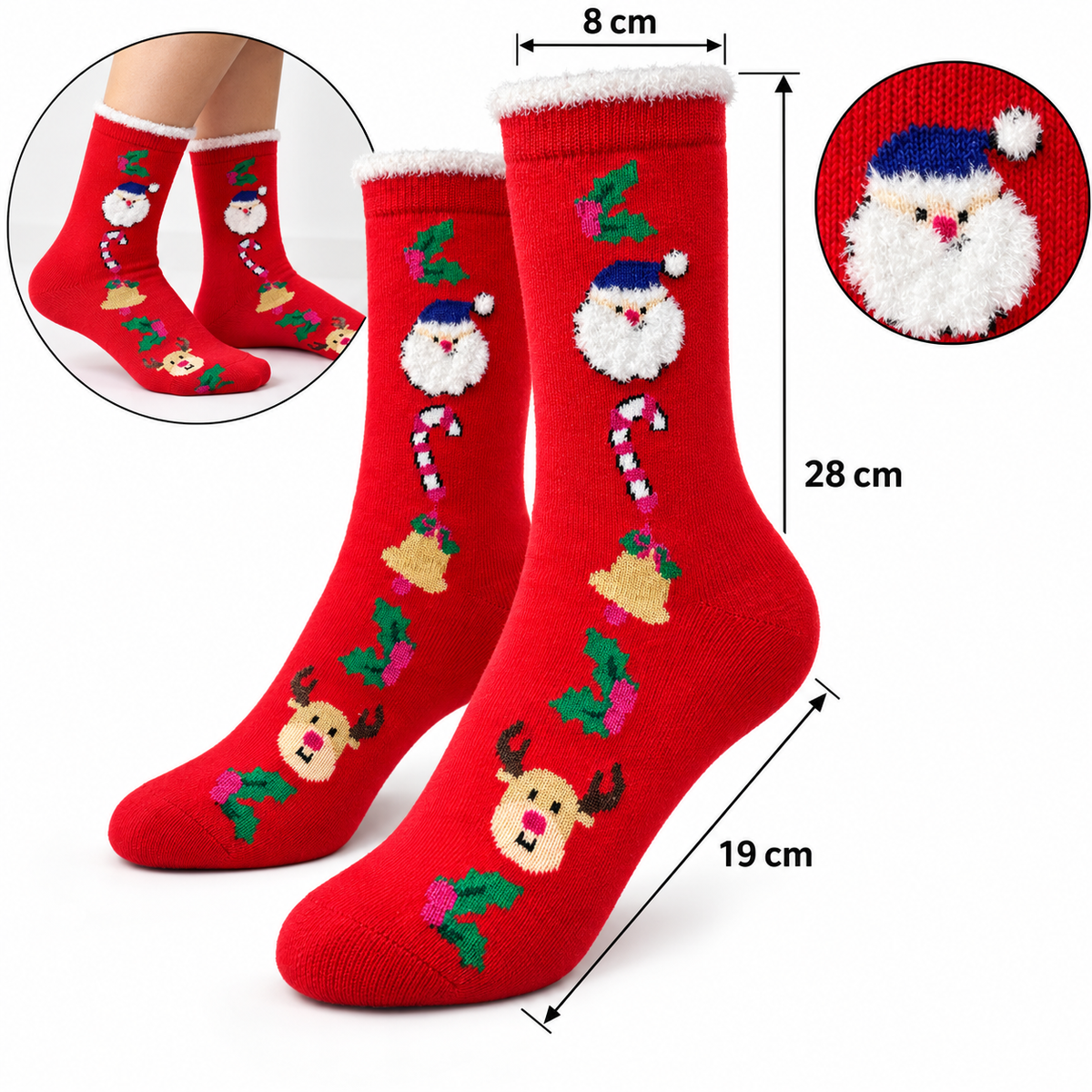 CA01 Calcetines navideños de algodon santa renos