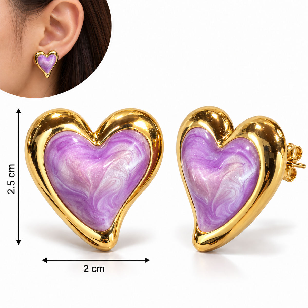 E059 Aretes corazon acero inoxidable 304
