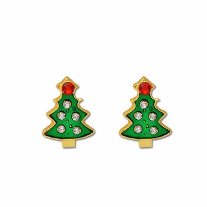 E829 Aretes pino de navidad esferas mini 1.5cm