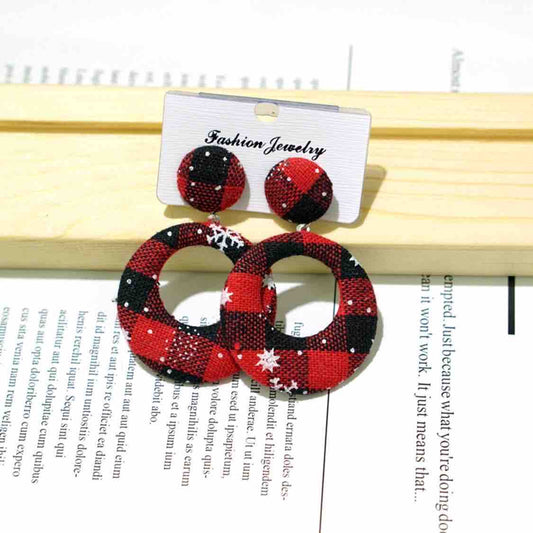 E814 Aretes navideños tela ligeros súper cute