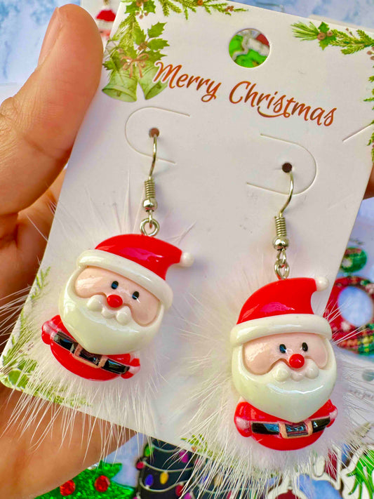 E667 Aretes santa claus copo de nieve colgante 6cm