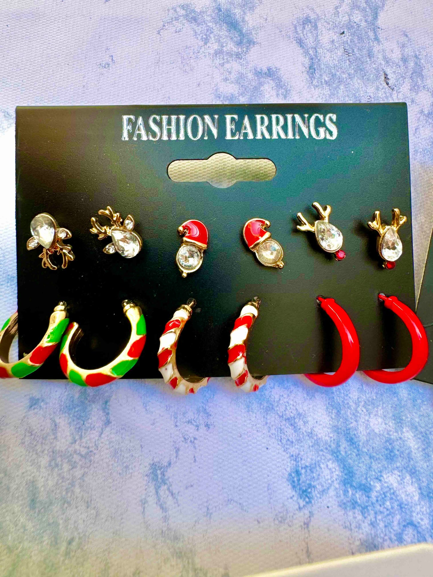 E6010 set aretes navideños incluye 6 pares de 1a 1.5cm