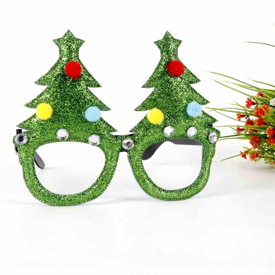 AC48A Lentes navideños brillantes diseño pino