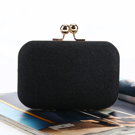J365N Bolsa negra brillante de noche para fiesta longitud 15cm ancho 5cm altura 11cm