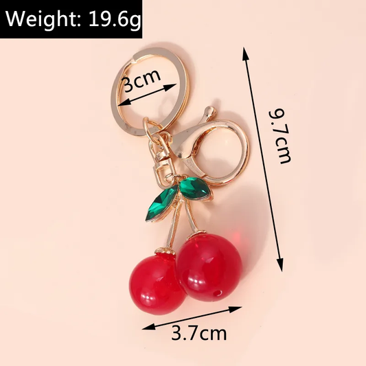 K76 Llavero cereza roja aleacion largo 9.7cm