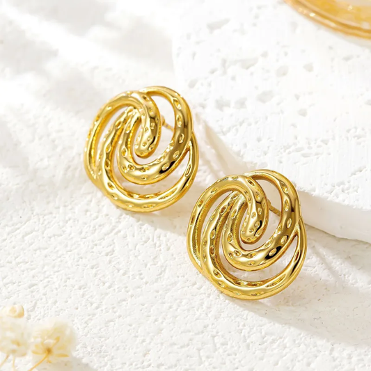 J553 Aretes circulo dorado acero inoxidable 2.5cm