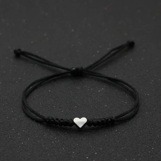B347N Pulsera tejida negra dije cobre